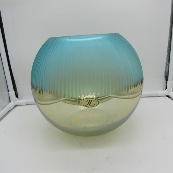 ART DECO STYLE GLASS VASE.  7 1/2" TALL 25" AROUND. MARKED JL. - Picture 1 of 4